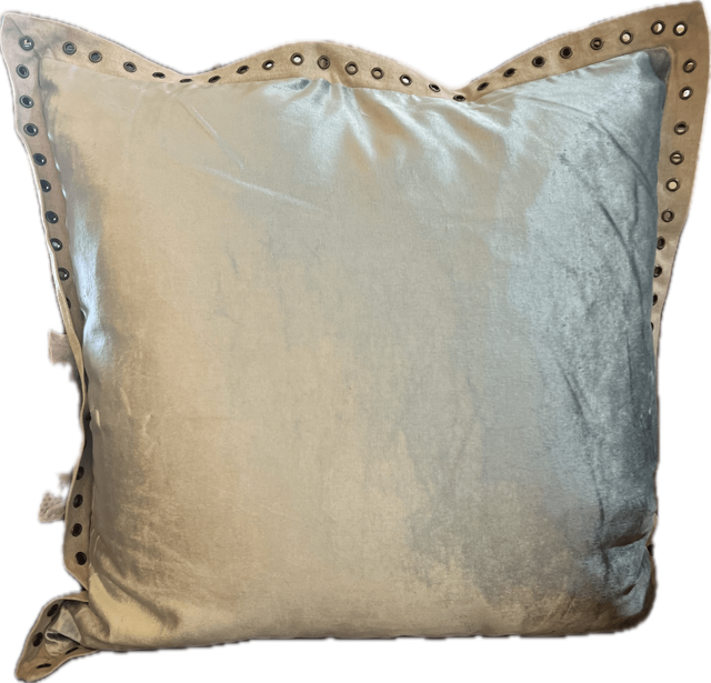 Swanky Velvet Pillow with Linen Riveted Trim