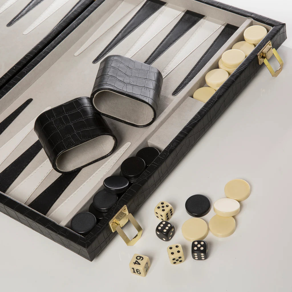 Black Croc Backgammon Set