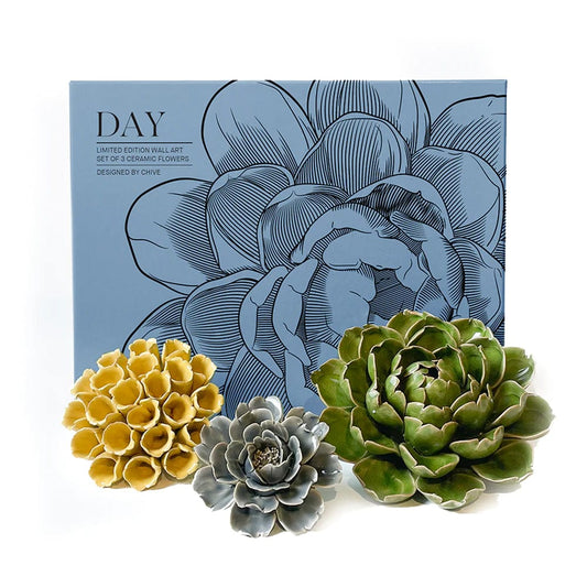 Chive Coral Day- Ceramic Flower Gift Set- Set of 3