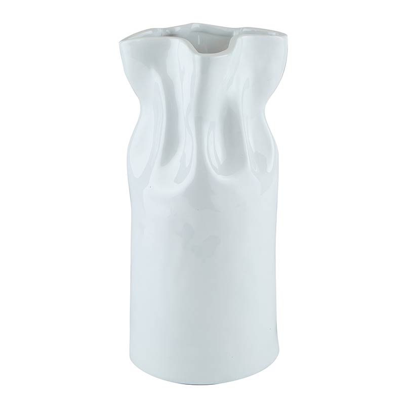 Cinched Ceramic Vase-White