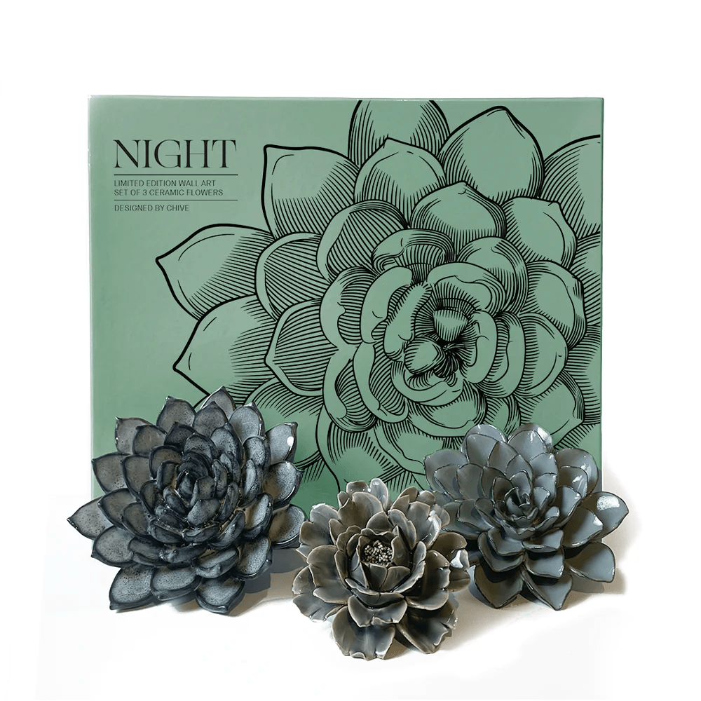 Chive Coral Night Ceramic Flower Gift Set- Set of 3