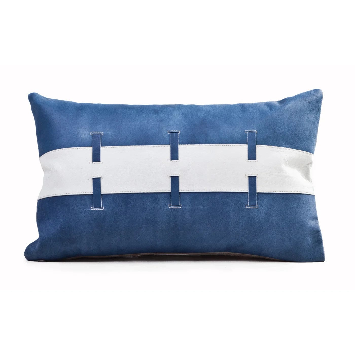 Diana Leather 11"x 22" Pillow- Blue