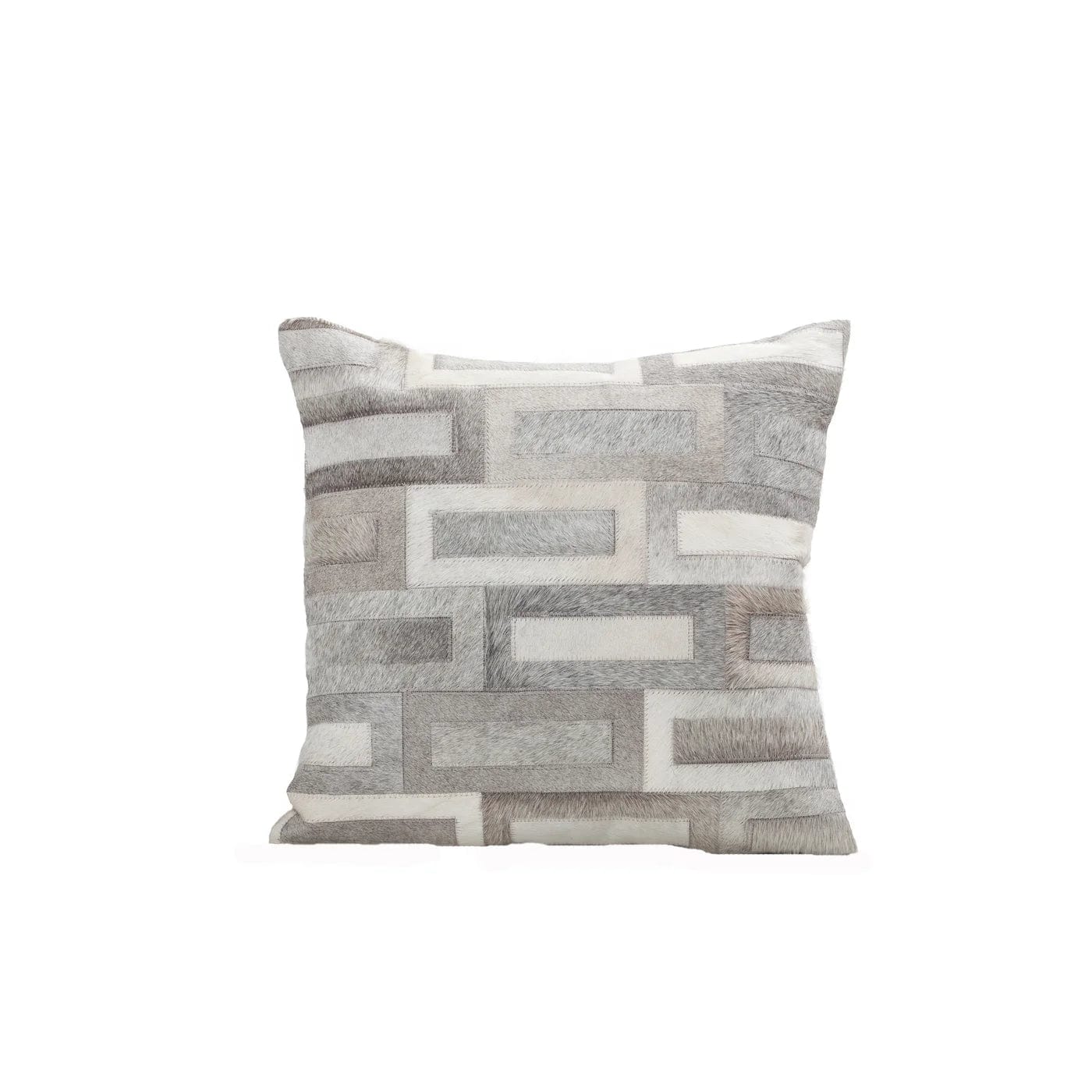 Flagstone Hair on Hide Geometric Pattern 20"x 20" Pillow-Grey