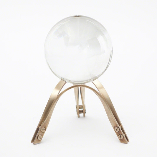 Brass Arch Ball Stand with Crystal Sphere