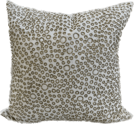 Holiday Velvet Circle Hand Beaded  Pillow