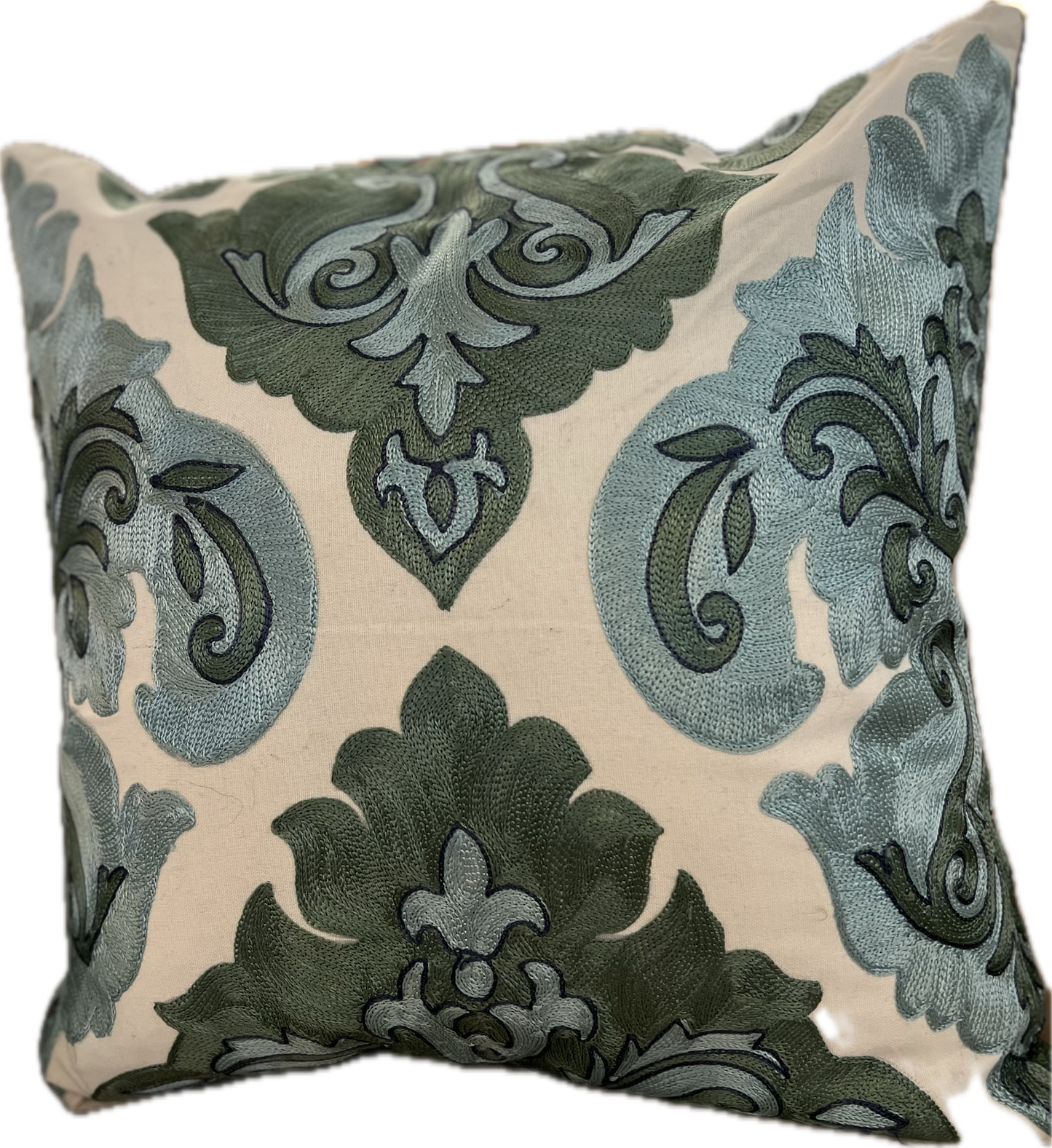 Arabic Damask Pillow - Aqua/Cream