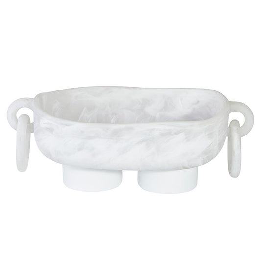 Resin Oblong Footed Bowl with Rings