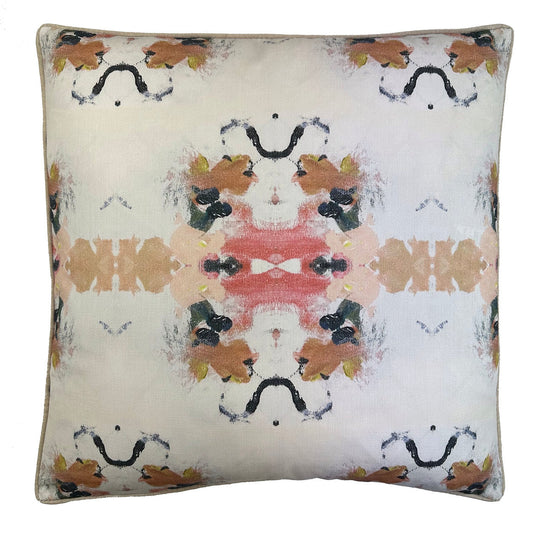 Higgins Printed Velvet Pillow- Salmon