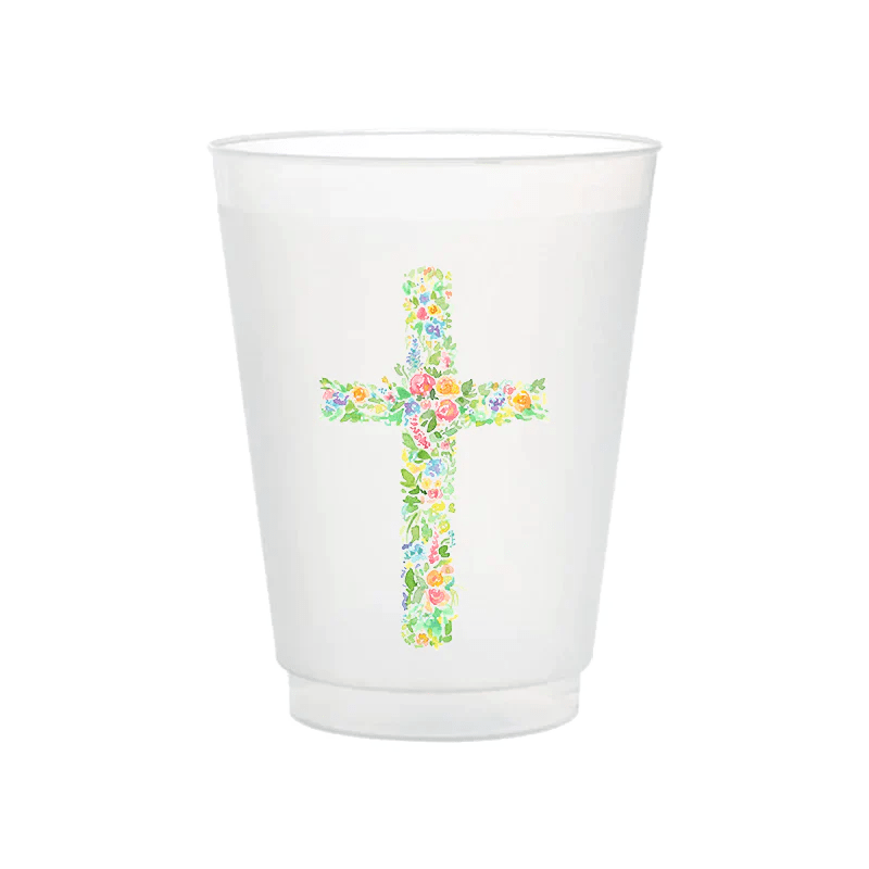 Taylor Paladino Floral Cross 16 oz Frosted Cups