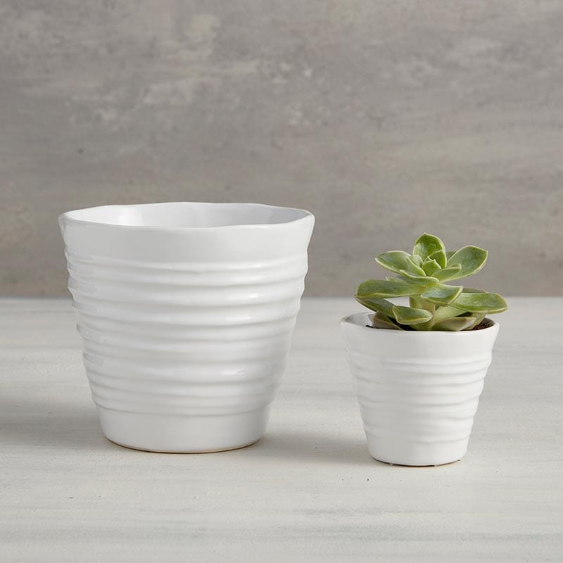 Ivory White Ceramic Flower Pot