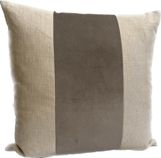 Brooklyn Flax/Mushroom Linen and Velvet Pillow