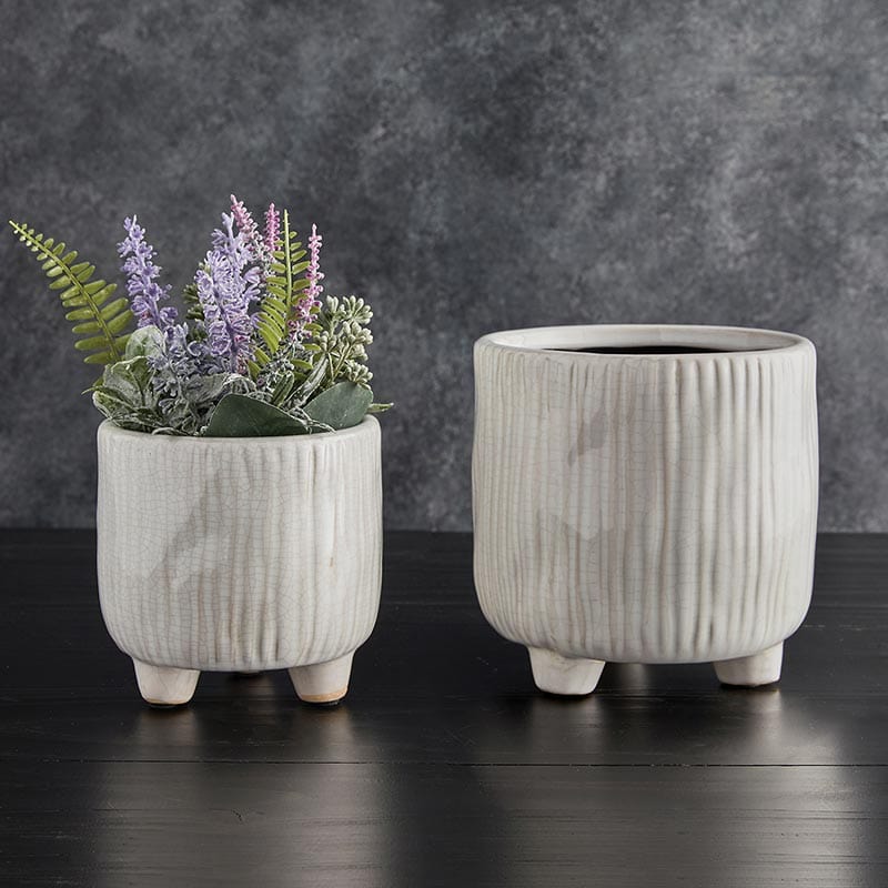 White Ceramic Pot with Feet