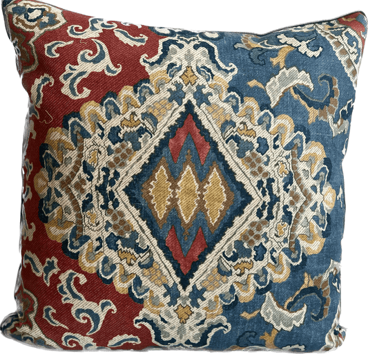 Margaret 22"x22" Blue Multi Linen Pillow