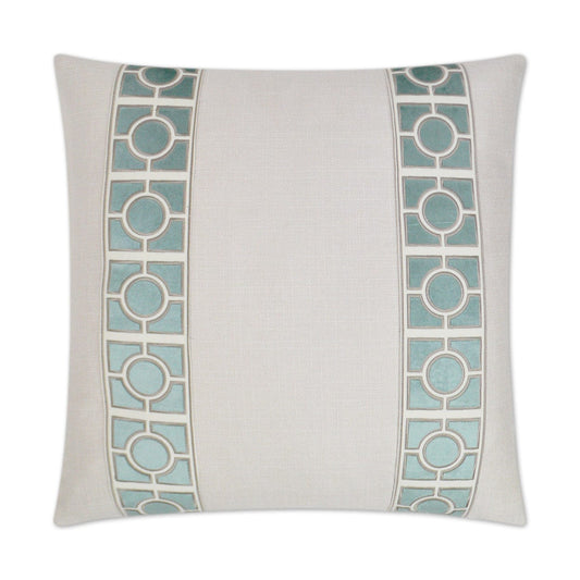 Vendome White Linen Pillow with Seaglass Trim